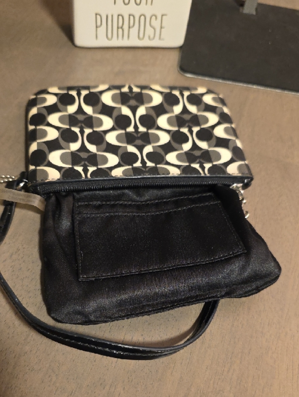 Coach Black and Cream Signature Wristlet - Picture 4 of 6